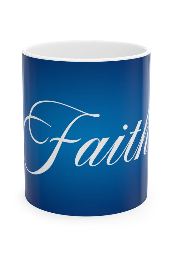 Faith Ceramic Inspirational Blue Coffee Cup (11oz & 15oz) by Grace Canvas.shop