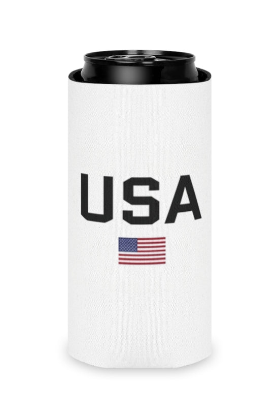 Patriotic USA Flag Can Cooler in White