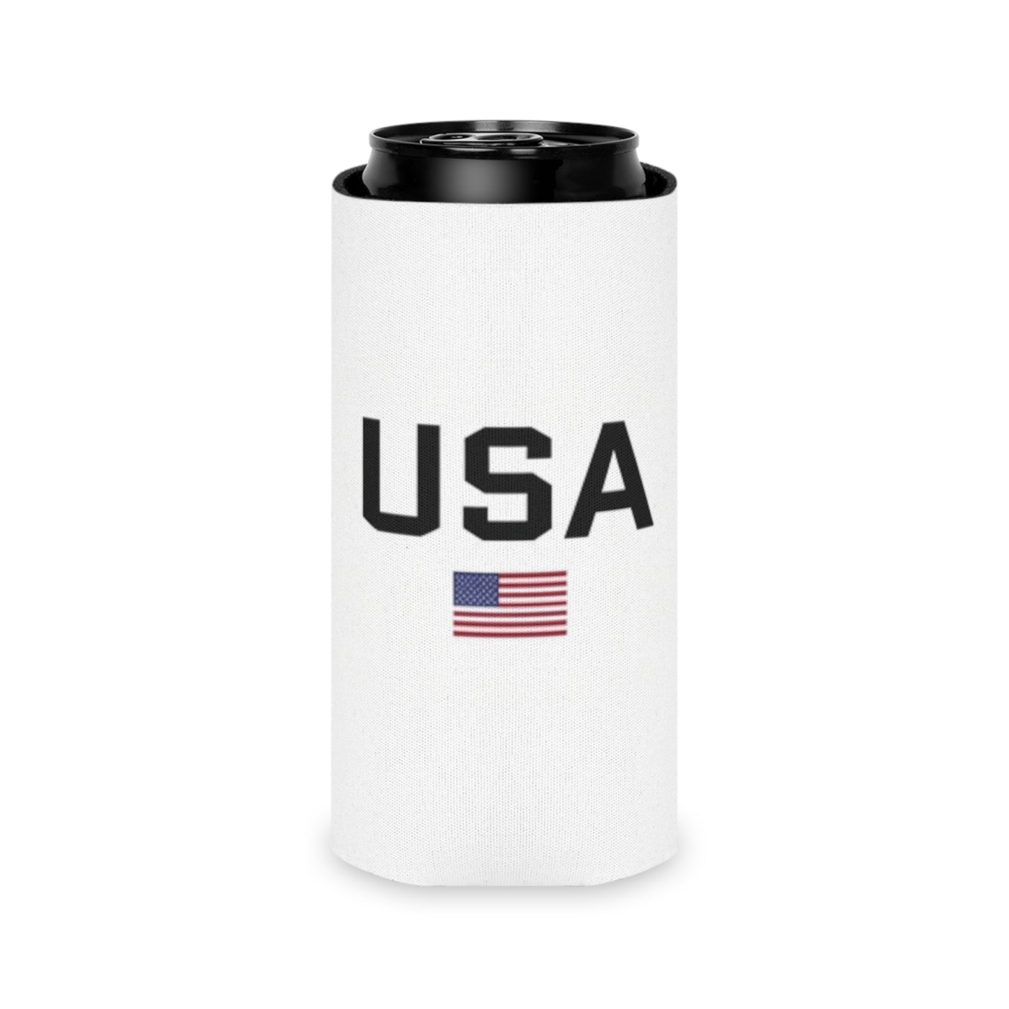 Patriotic USA Flag Can Cooler in White