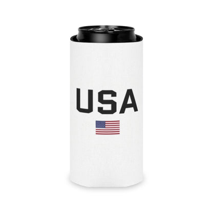 Patriotic USA Flag Can Cooler in White