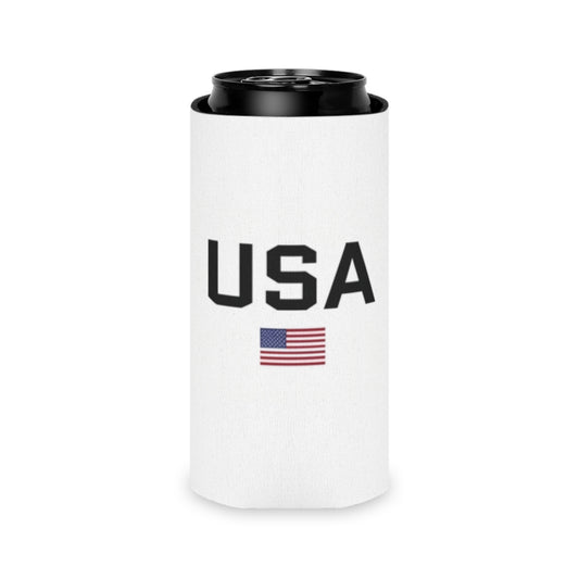 Patriotic USA Flag Can Cooler in White