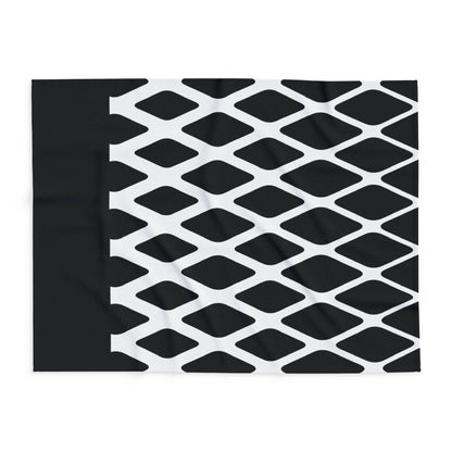 Arctic Fleece Blanket - Monochrome Geometric Diamond Pattern Cozy Throw