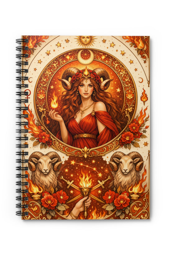 Celestial Aries Spiral Notebook - Ruled by Grace Canvas Shop