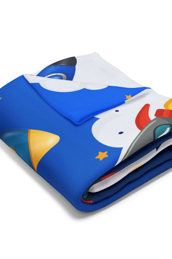 Rocket Ship Fleece Blanket — Kids Space Stars Throw for Nursery & Sleepovers by Grace Canvas Shop