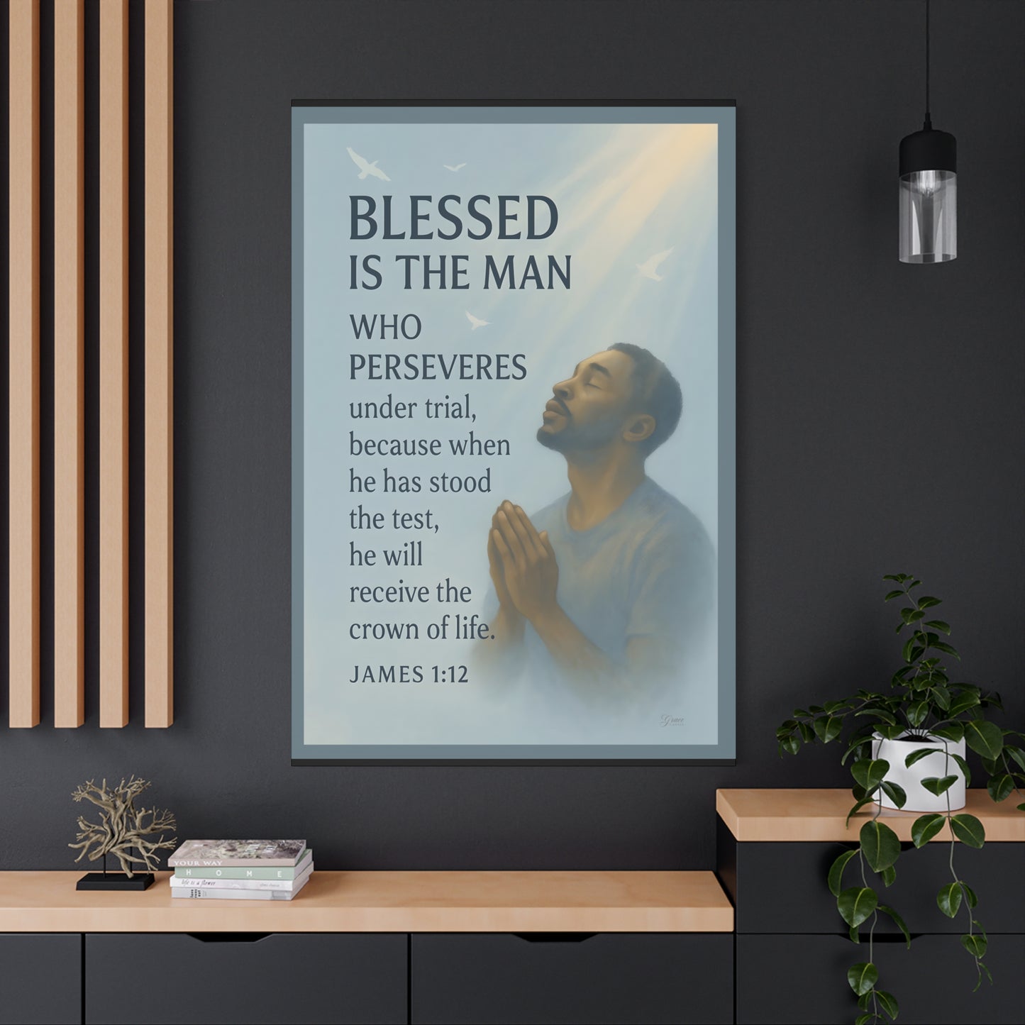 Canvas Wall Art James 1:12 Inspirational Prayer Print