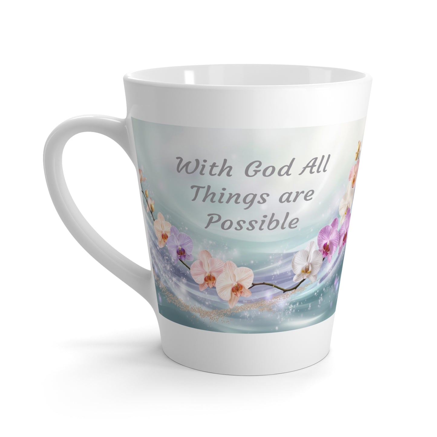 With God All Things Are Possible Floral Latte Mug
