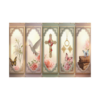 Church Windows Religious Floral Panel Canvas by Grace Canvas Shop