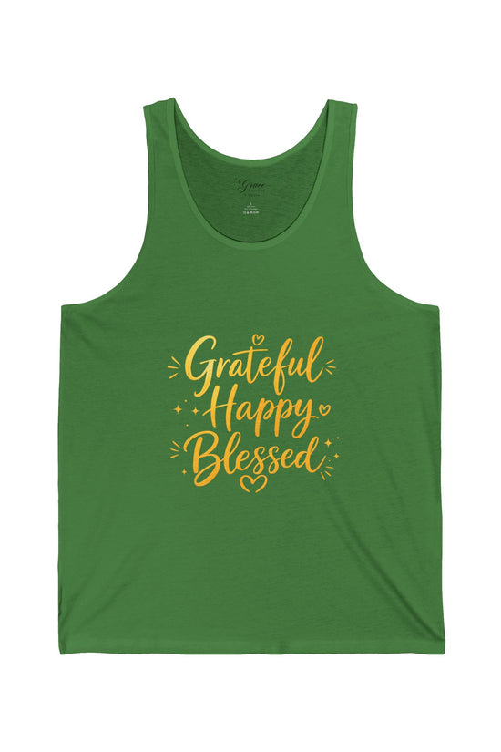 Grateful Happy Blessed Tank Top - Inspirational Faith Graphic Jersey Tank
