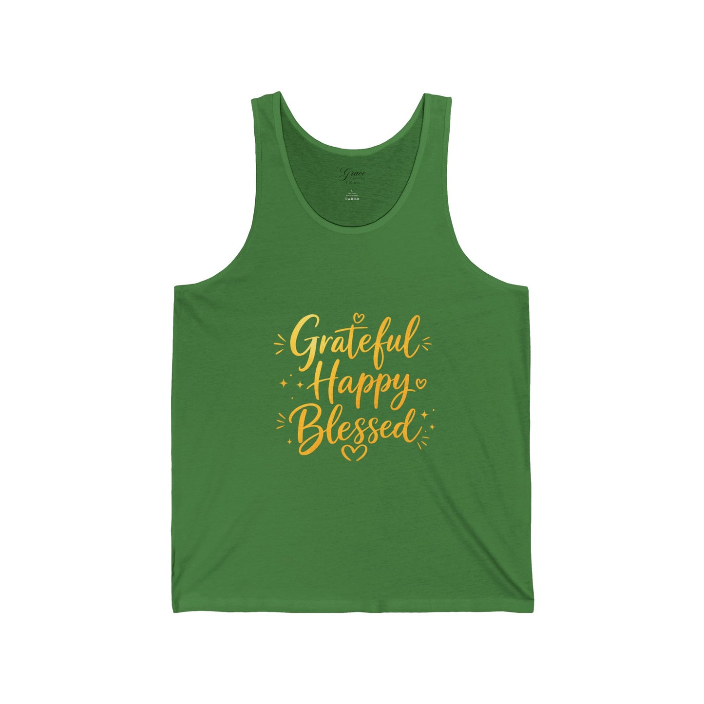 Grateful Happy Blessed Tank Top - Inspirational Faith Graphic Jersey Tank