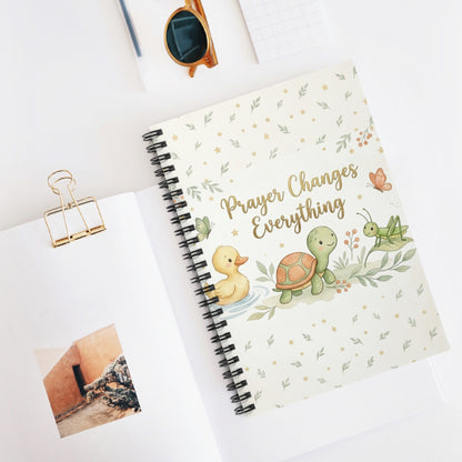 Prayer Changes Everything Spiral Notebook — Cute Animal Christian Journal