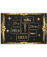 Deus Gold Script Matte Canvas Wall Art Black & Gold Religious Typography by Grace Canvas Shop