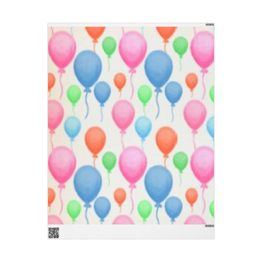 Birthday Balloon Wrapping Paper Roll — Colorful Party Gift Wrap