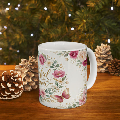 Beautiful Warrior Floral Ceramic Coffee Cup (11oz, 15oz)