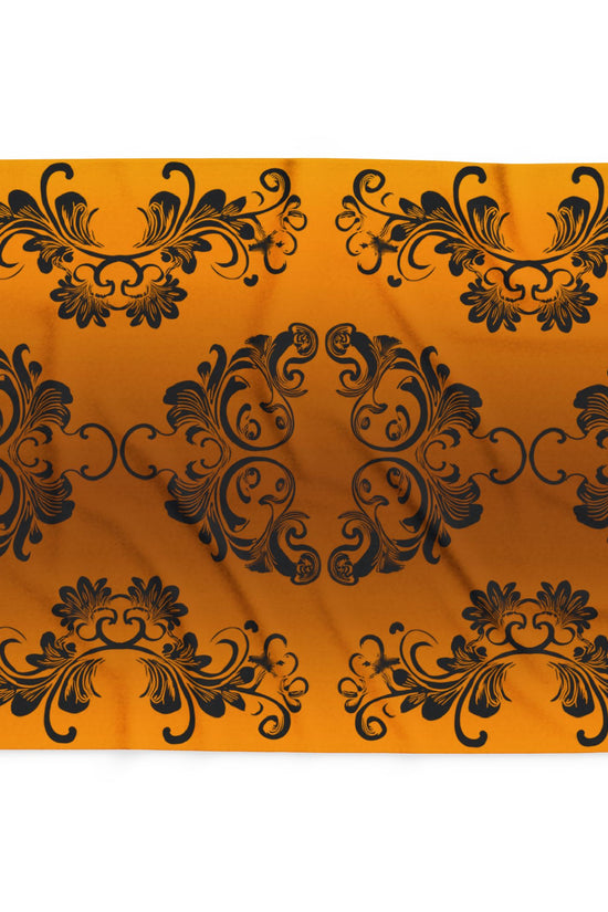 Ornate Gold Damask Fleece Blanket by Grace Canvas Shop