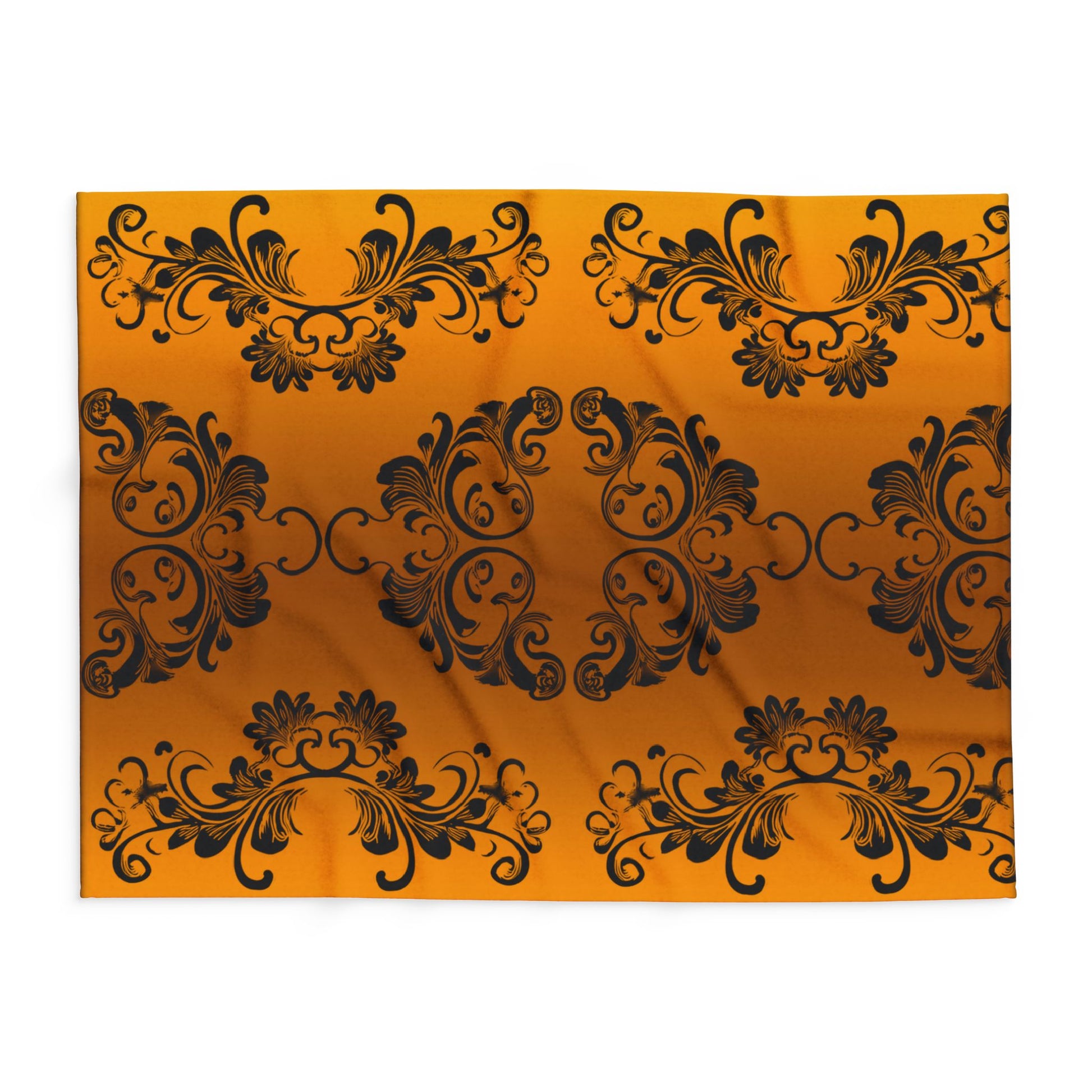 Ornate Gold Damask Fleece Blanket by Grace Canvas Shop