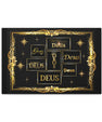 Deus Gold Script Matte Canvas Wall Art Black & Gold Religious Typography by Grace Canvas Shop
