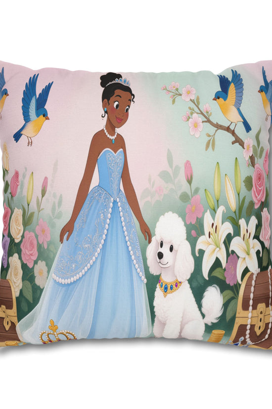 Princess & Poodle Spun Polyester Square Pillowcase by Grace Canvas Shop