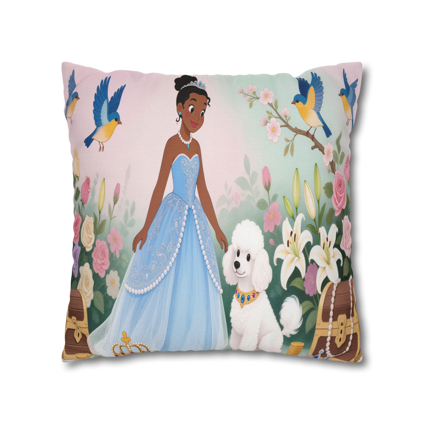 Princess & Poodle Spun Polyester Square Pillowcase