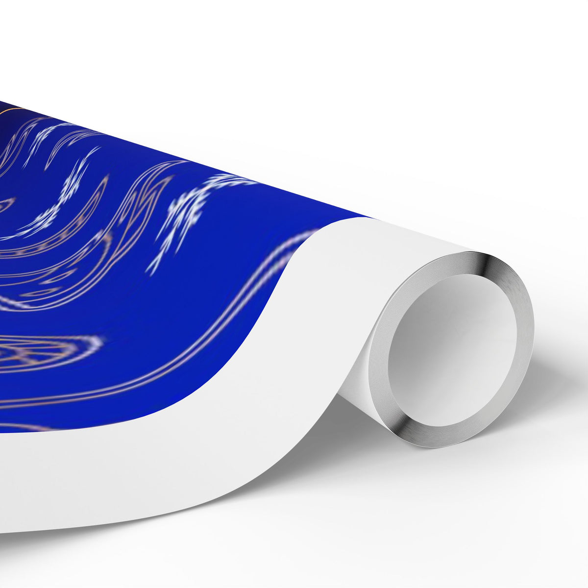 Christmas Wrapping Paper Roll - Blue & Gold 'Merry Christmas' Holiday Gift Wrap