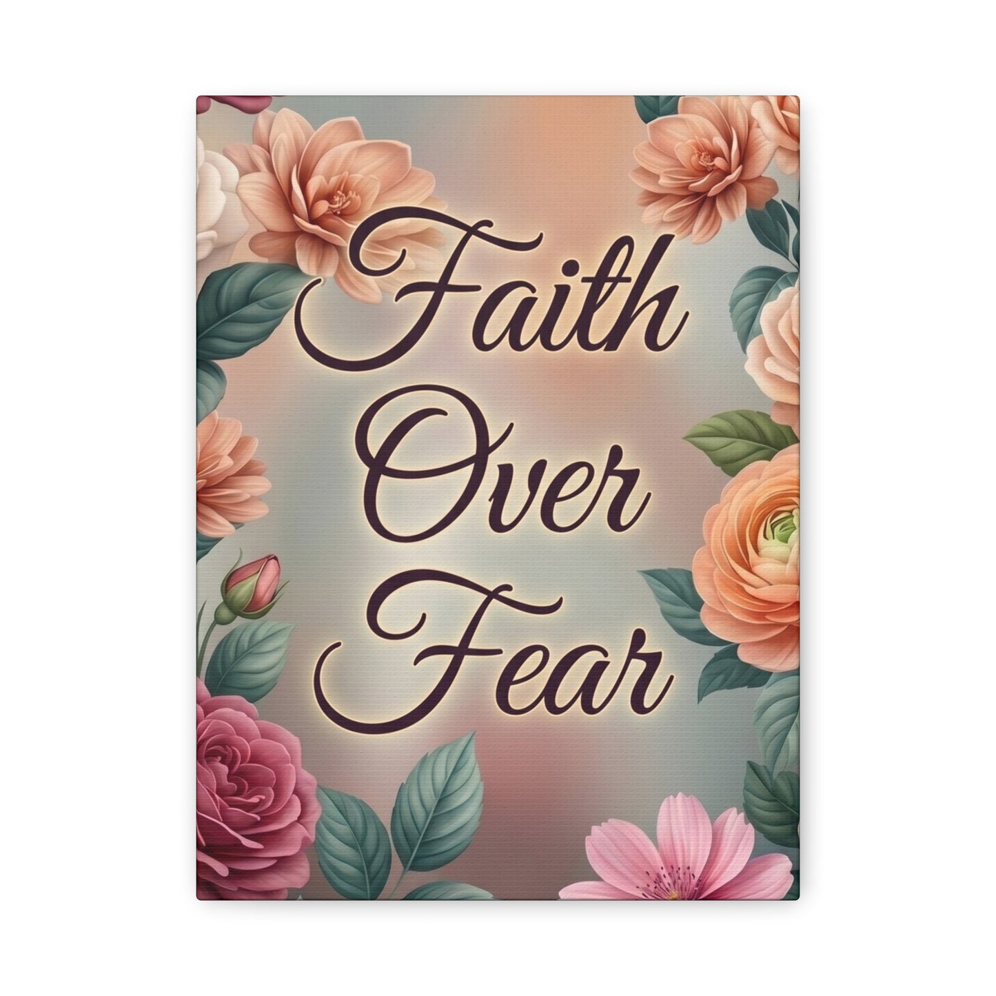 Faith Over Fear Floral Canvas Wall Art