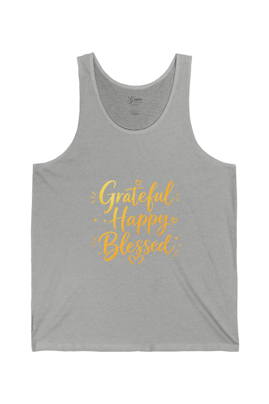 Grateful Happy Blessed Tank Top - Inspirational Faith Graphic Jersey Tank
