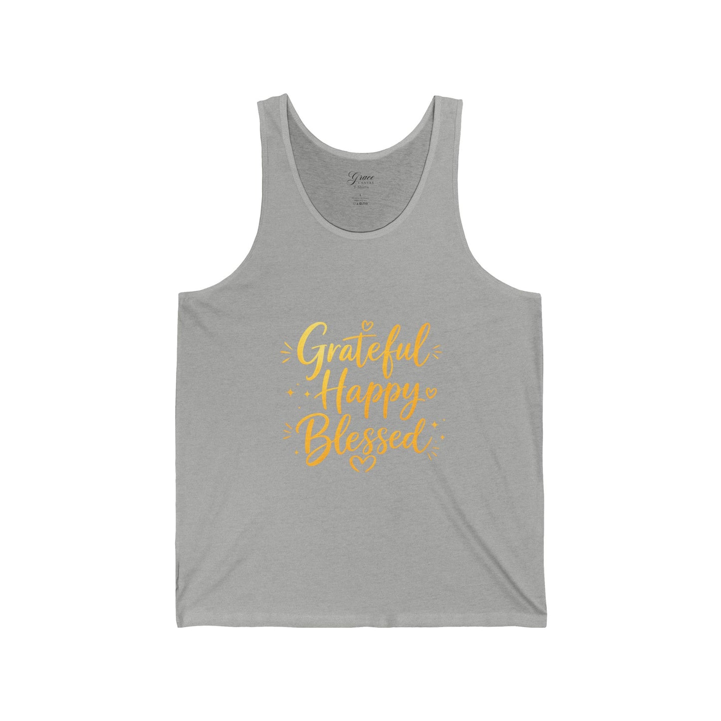 Grateful Happy Blessed Tank Top - Inspirational Faith Graphic Jersey Tank