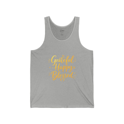Grateful Happy Blessed Tank Top - Inspirational Faith Graphic Jersey Tank