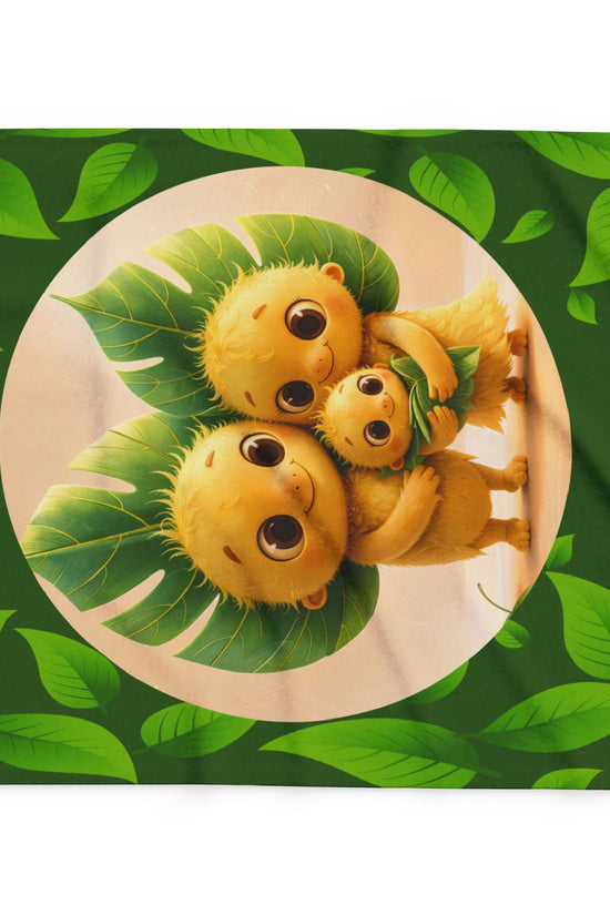 Cute Leaf Sprite Family Fleece Blanket — Cozy Green Nature Throw for Kids & Nursery by Grace Canvas Shop