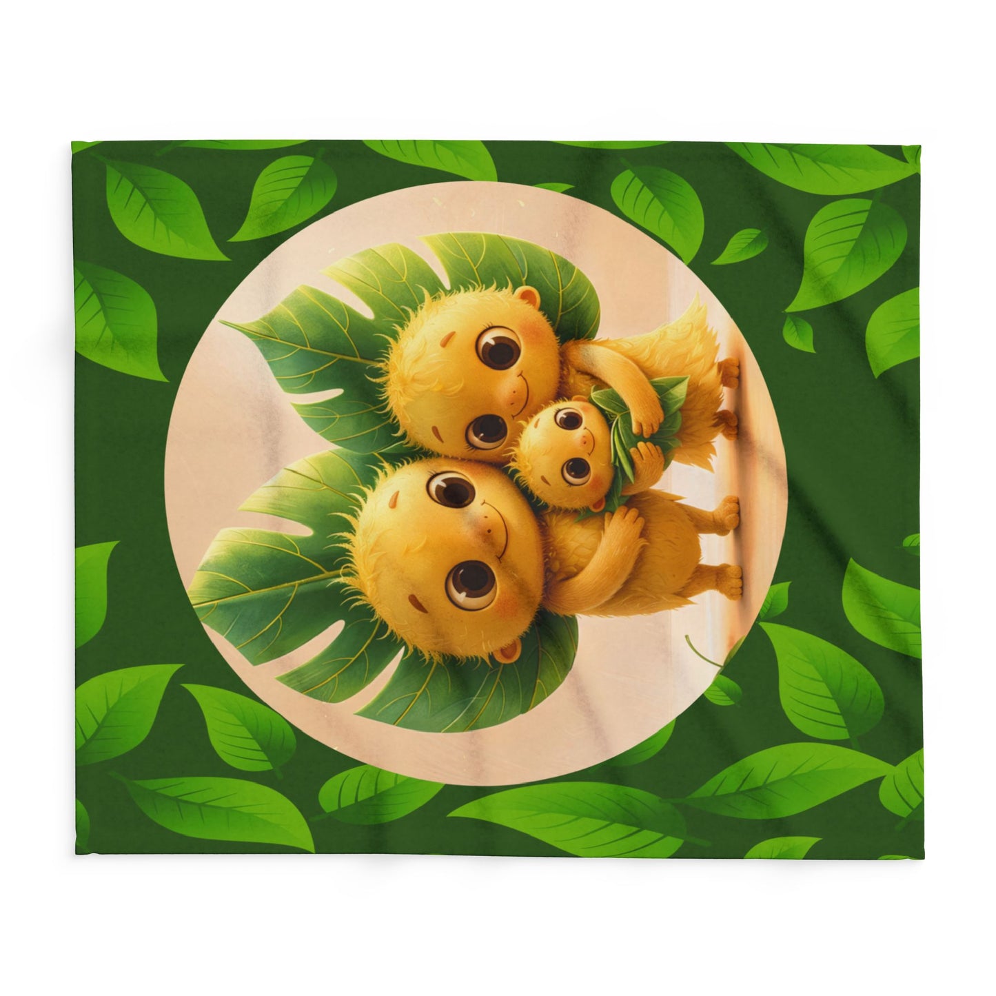 Cute Leaf Sprite Family Fleece Blanket — Cozy Green Nature Throw for Kids & Nursery by Grace Canvas Shop