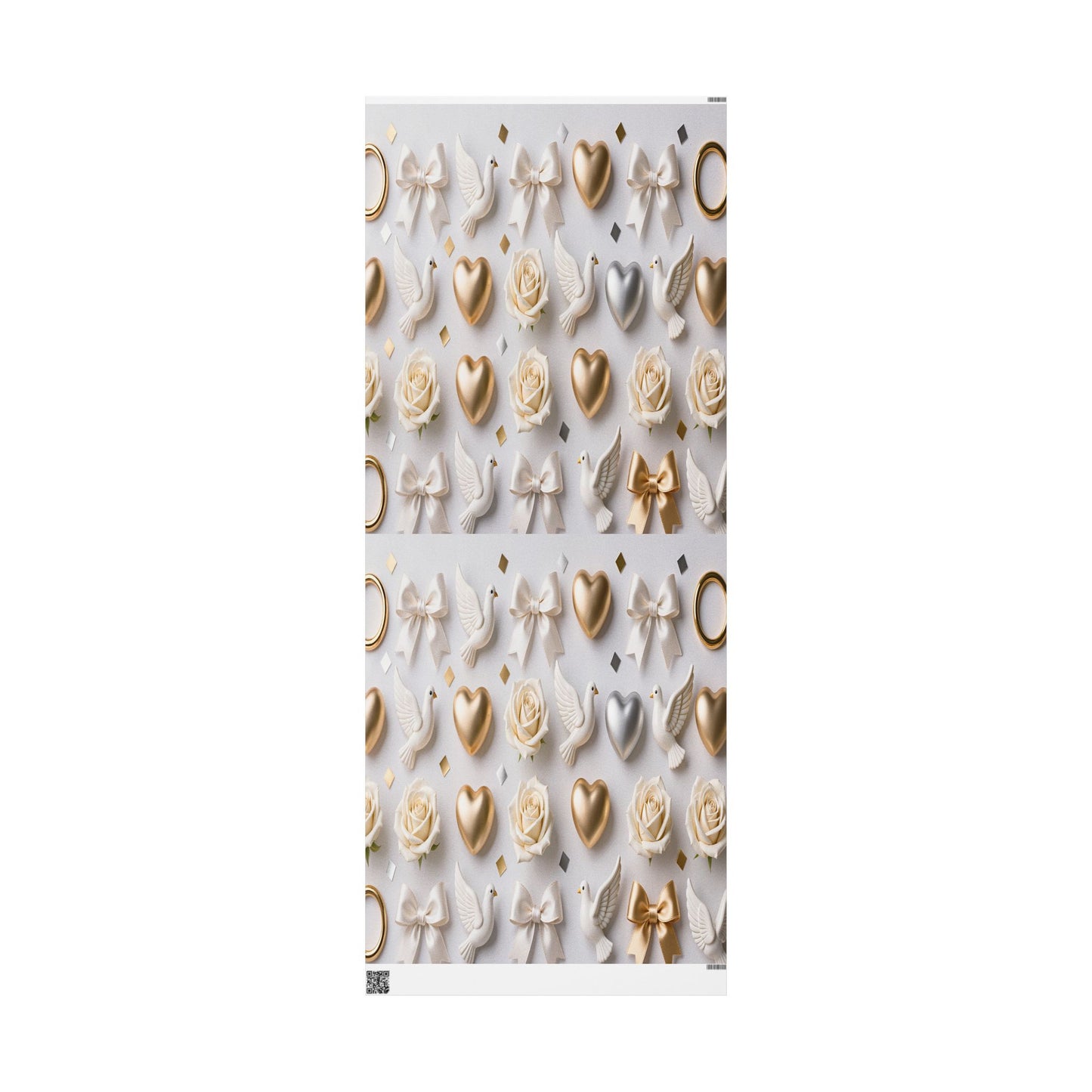 Elegant Gold & Cream Hearts Wrapping Paper Roll