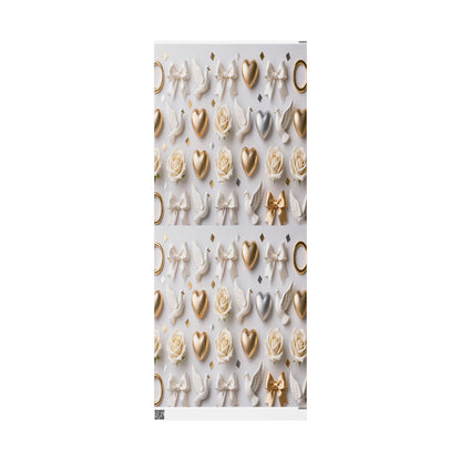 Elegant Gold & Cream Hearts Wrapping Paper Roll