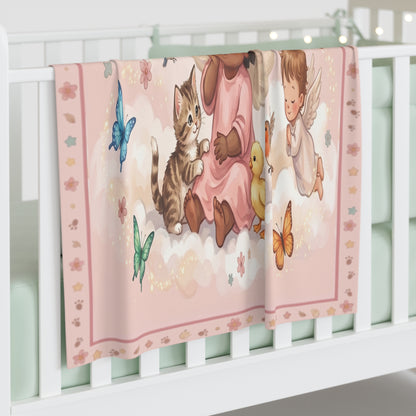 Angel Babies & Butterflies Pink Nursery Swaddle