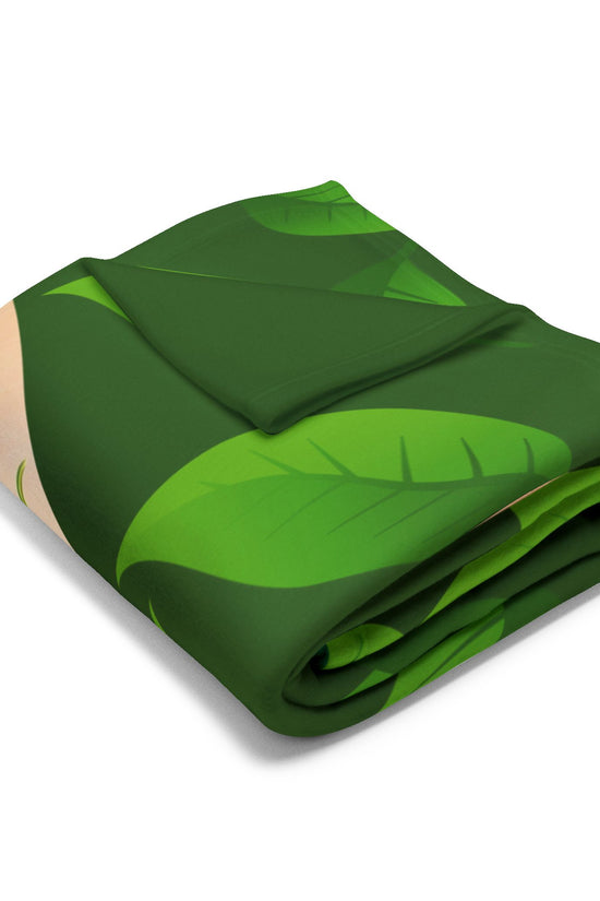 Cute Leaf Sprite Family Fleece Blanket — Cozy Green Nature Throw for Kids & Nursery by Grace Canvas Shop