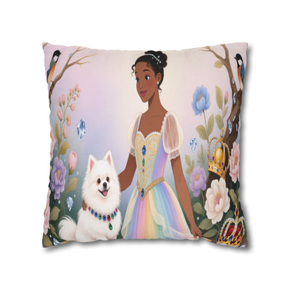 Princess & Pomeranian Dog Decorative Pillowcase