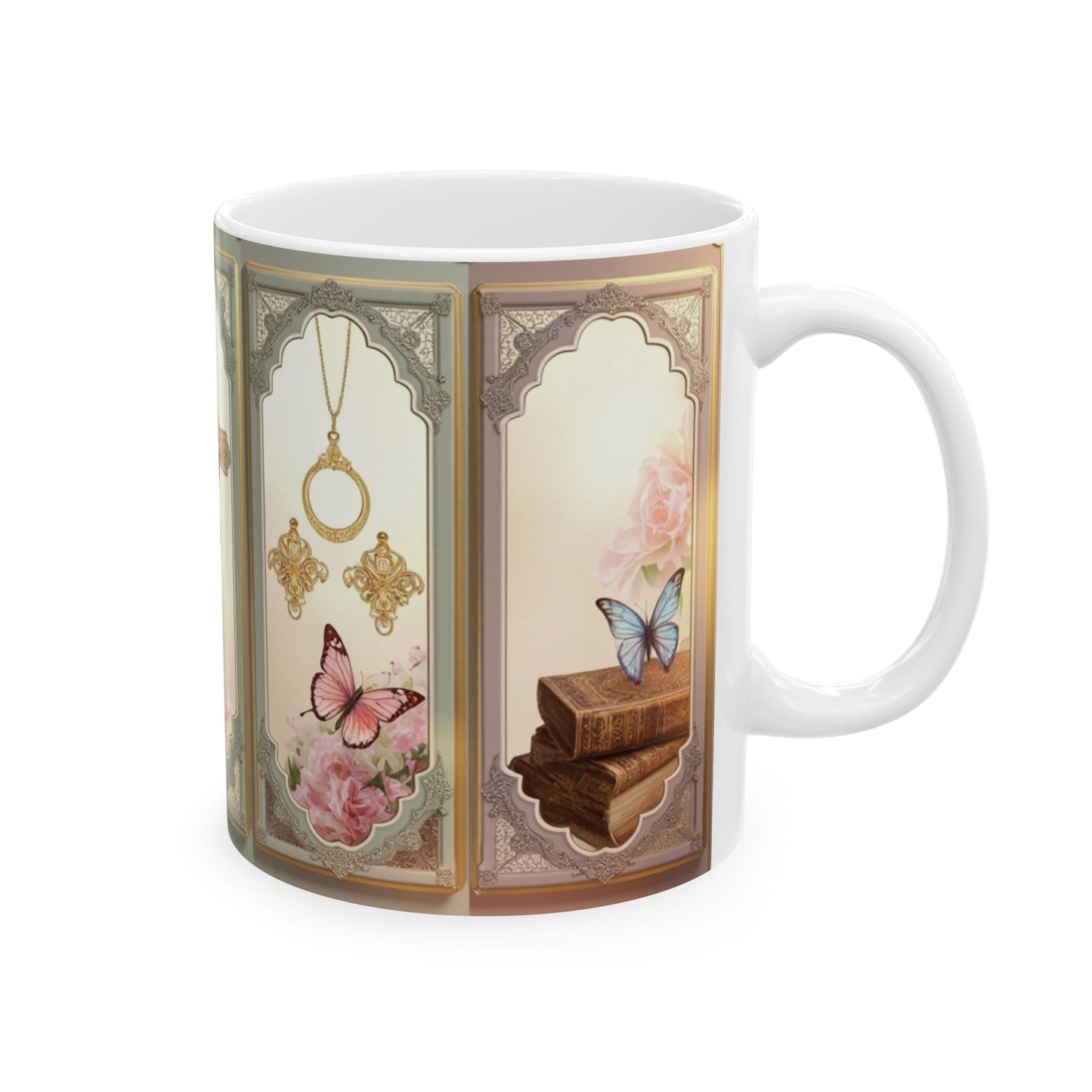 Church Windows Floral Cross Ceramic Mug