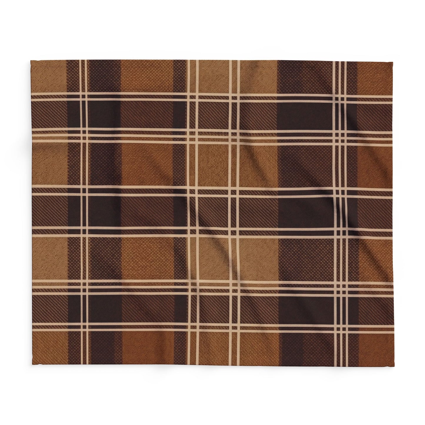 Brown Plaid Fleece Blanket – Cozy Rustic Throw for Cabin, Living Room, Gift