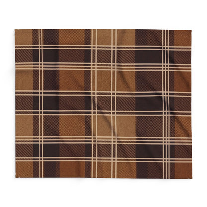Brown Plaid Fleece Blanket – Cozy Rustic Throw for Cabin, Living Room, Gift