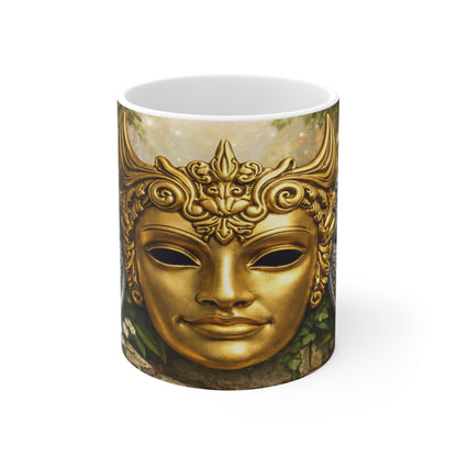 Gold & Silver Venetian Mask Coffee Mug, 11oz