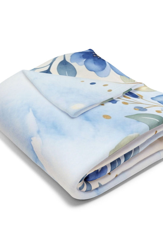 Faith Over Fear Fleece Blanket – Blue Floral Inspirational Throw