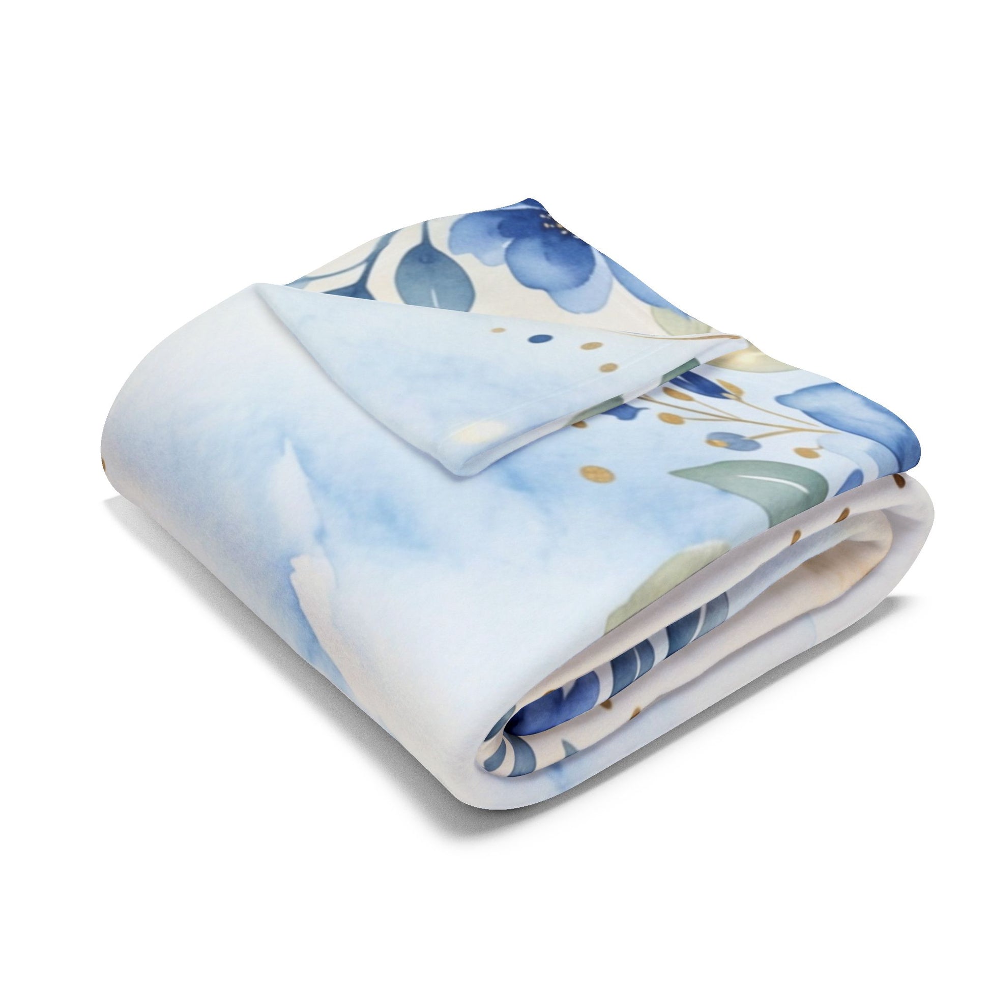 Faith Over Fear Fleece Blanket – Blue Floral Inspirational Throw
