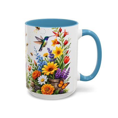 Floral Hummingbird Coffee Mug 11/15oz by Grace Canvas Shop