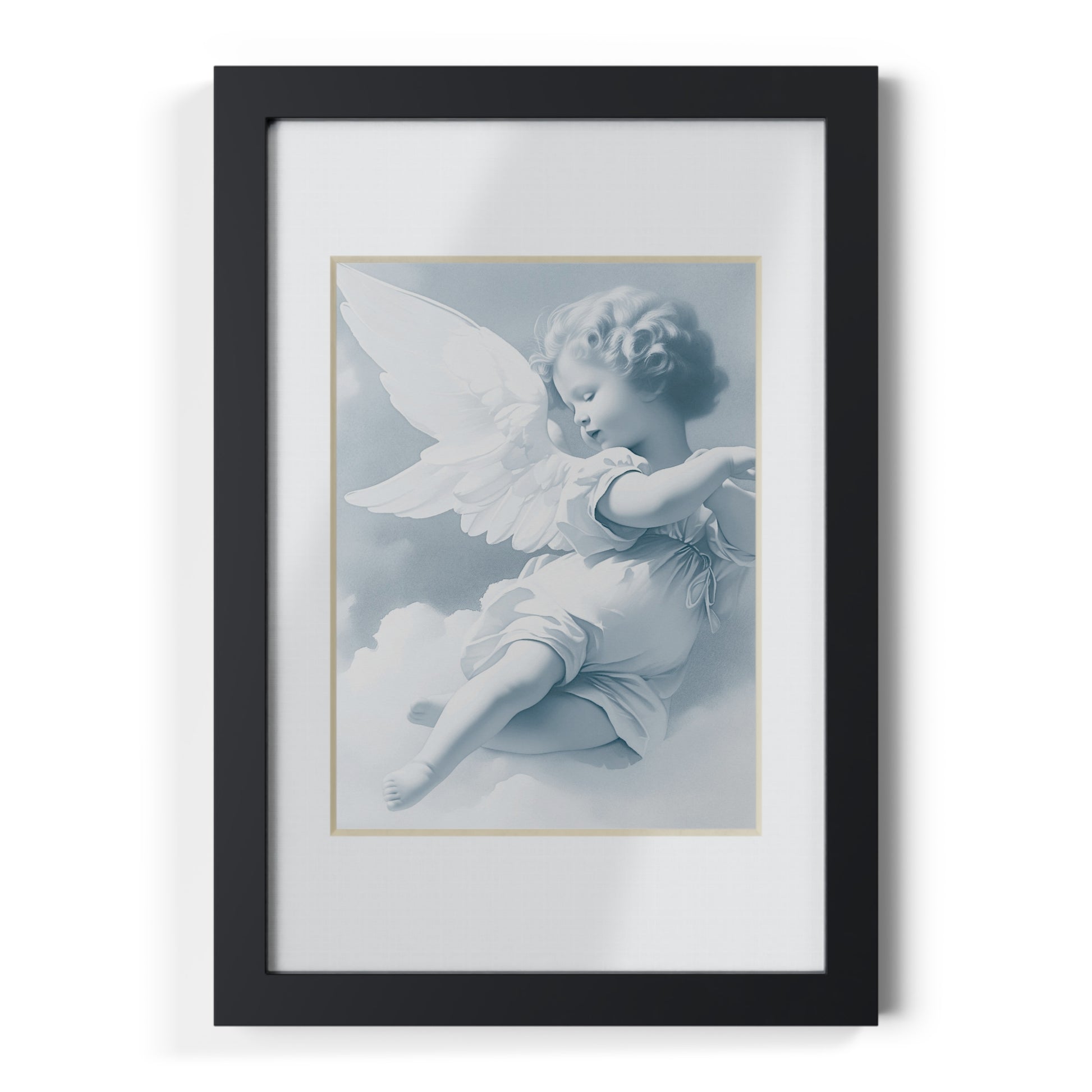 Cherub Angel Framed Poster — Black Frame Wall Art by Grace Canvas Shop