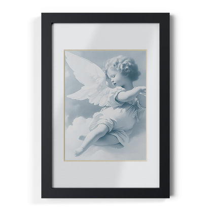 Cherub Angel Framed Poster — Black Frame Wall Art by Grace Canvas Shop