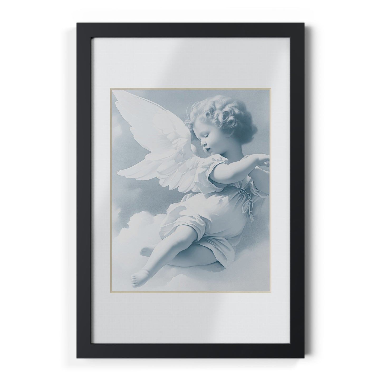Cherub Angel Framed Poster — Black Frame Wall Art by Grace Canvas Shop