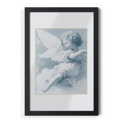 Cherub Angel Framed Poster — Black Frame Wall Art by Grace Canvas Shop