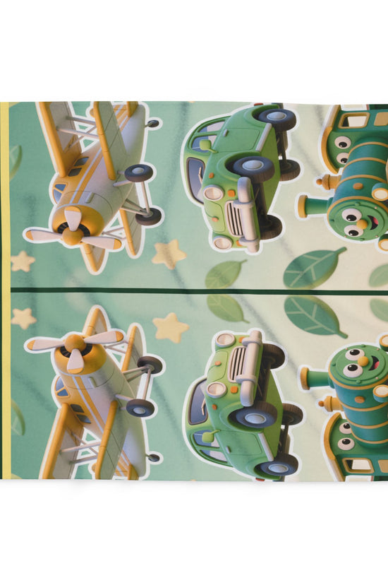 Kids Transport Fleece Blanket — Cute Plane, Car & Train Nursery Throw by Grace Canvas Shop