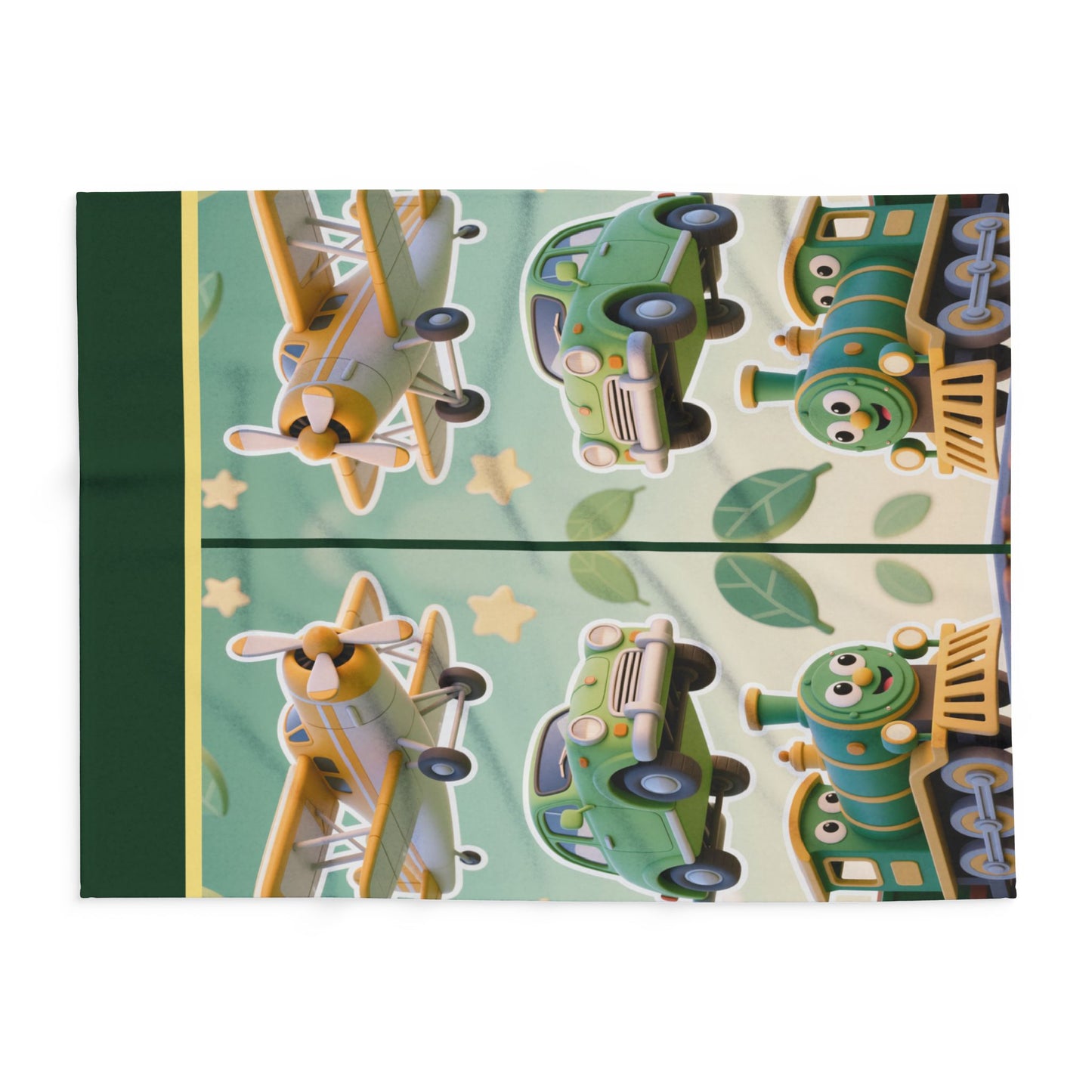 Kids Transport Fleece Blanket — Cute Plane, Car & Train Nursery Throw by Grace Canvas Shop