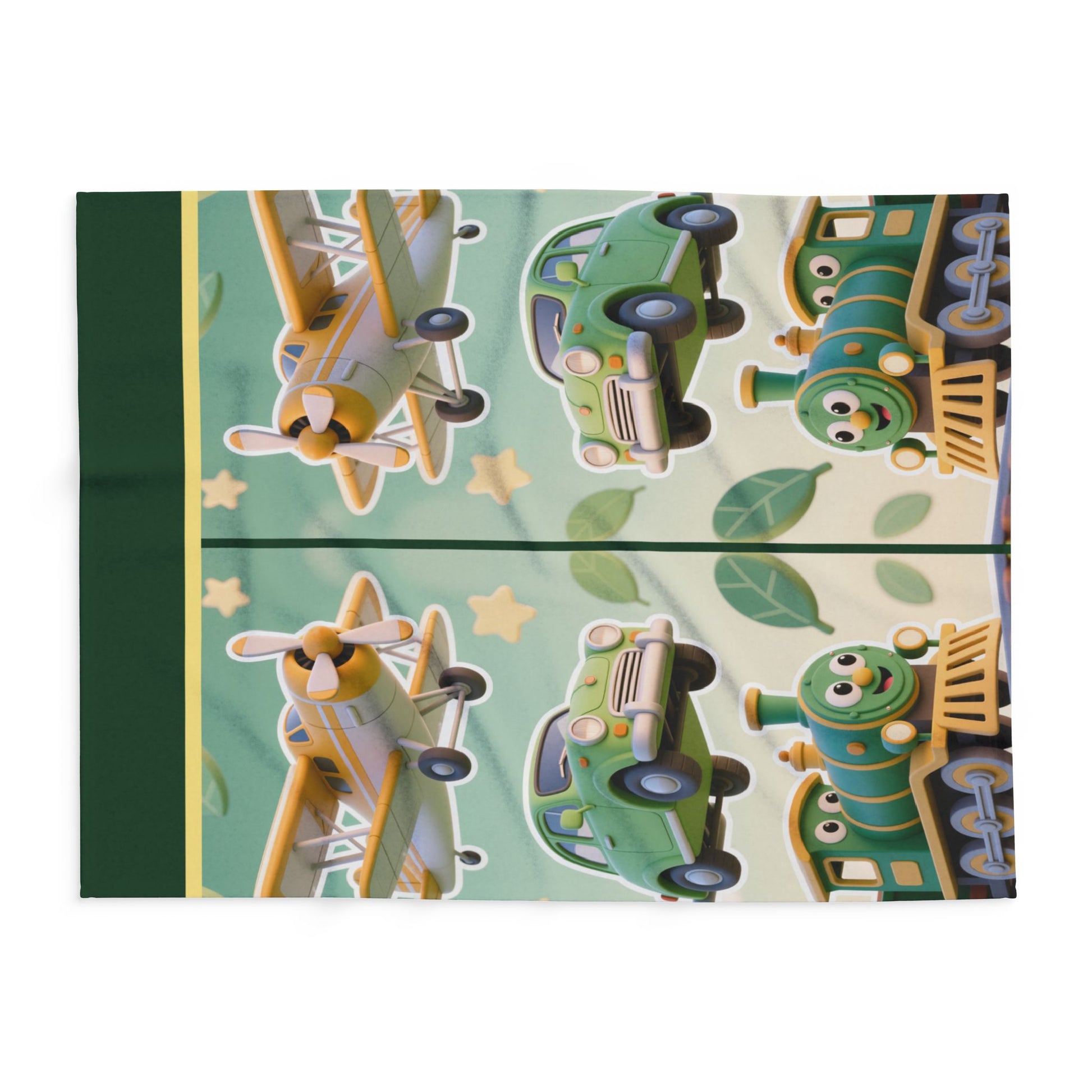 Kids Transport Fleece Blanket — Cute Plane, Car & Train Nursery Throw by Grace Canvas Shop