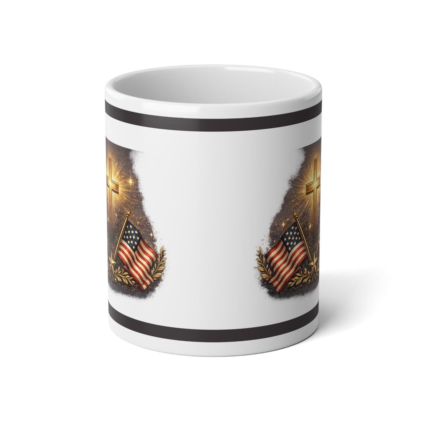 20oz Patriotic Cross & American Flag Jumbo Mug