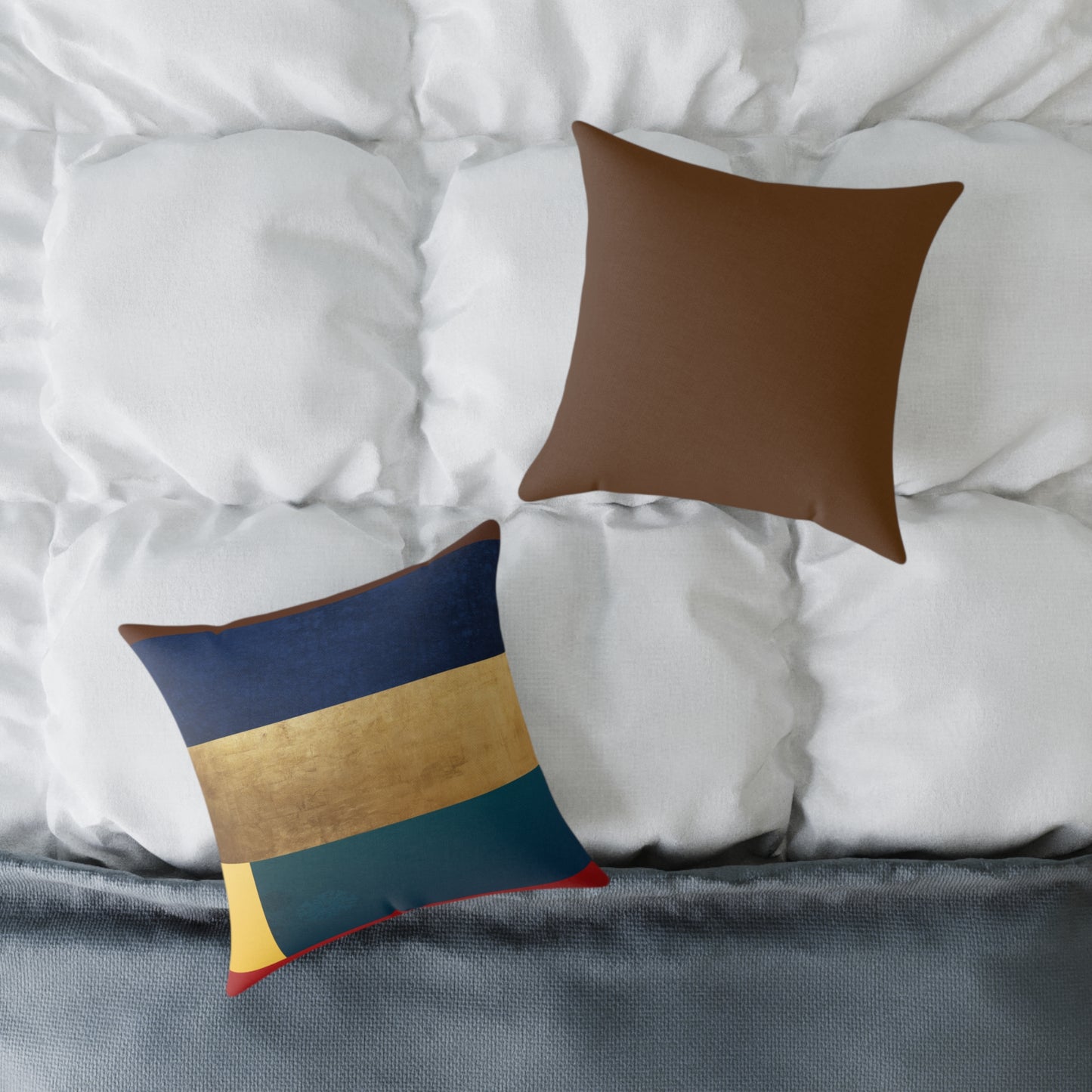 Abstract Color Block Square Pillow — Modern Geometric Decorative Throw Pillow by Grace Canvas Shop